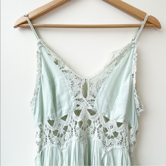Free People One Coast to Cove Mint Lace Mini Dress - Picture 7 of 12